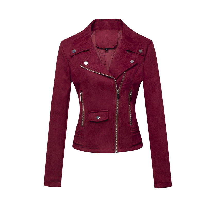 Picture of Cross-border exclusive for new European and American women's motorcycle coat women's leather short slim suede leather jacket women