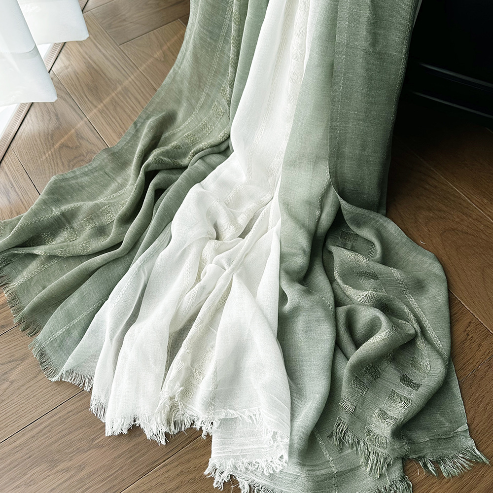 Picture of Foreign Trade Cotton Linen Scarf Scarf Women's Autumn and Winter Gradient Color-matching Japanese and Korean Lady Mori Girl Style Slub Yarn Shawl