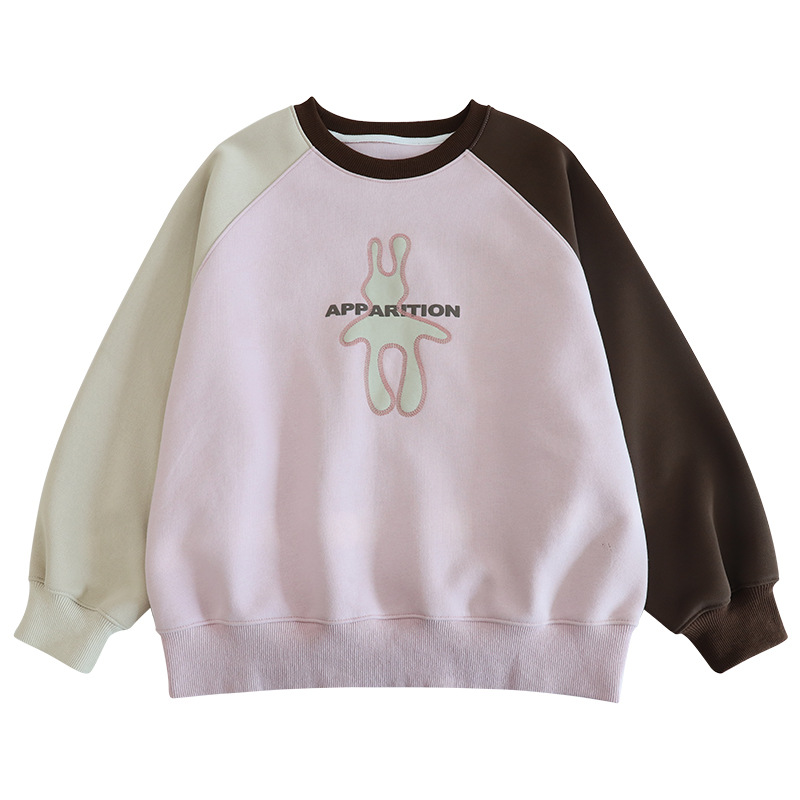 Picture of Girls' Sweatshirt Autumn and Winter 2025 New Middle and Large Children's Loose Round Neck Cartoon Children's Casual Long Sleeve Top Winter fleece-lined