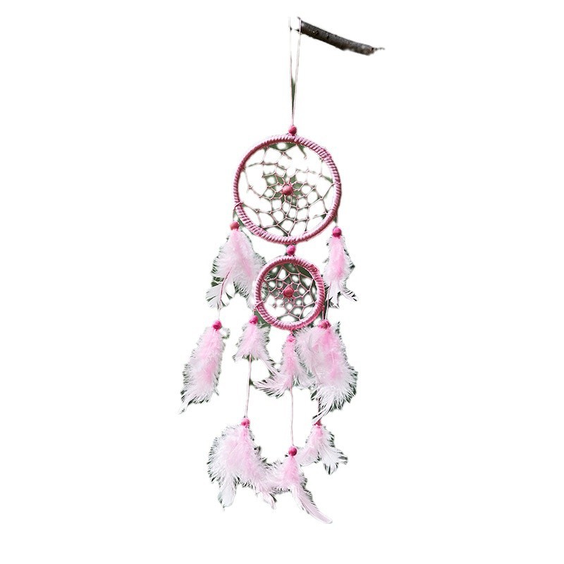 Picture of MS6080 New Double-ring Satin Line Maw Dreamcatcher Home Feather Crafts Wall-mounted Car Pendant