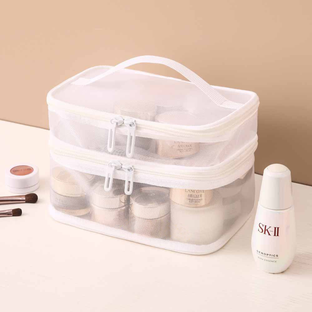 Picture of Large Capacity Toiletry Bag Portable High-value Cosmetic Bag Multi-purpose Travel Double-layer Toiletry Bag Storage Bag Mesh Bag