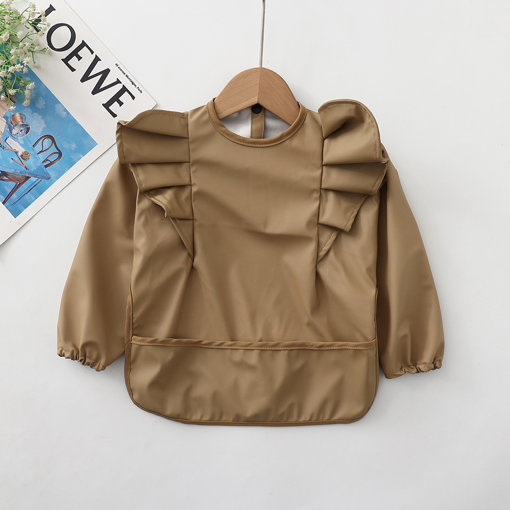 Picture of Danish Children's Overalls Long-Sleeved Wings Eating Clothes Baby Retro-Dressing Baby Soft PU Waterproof Anti-Dirty Feeding Clothes