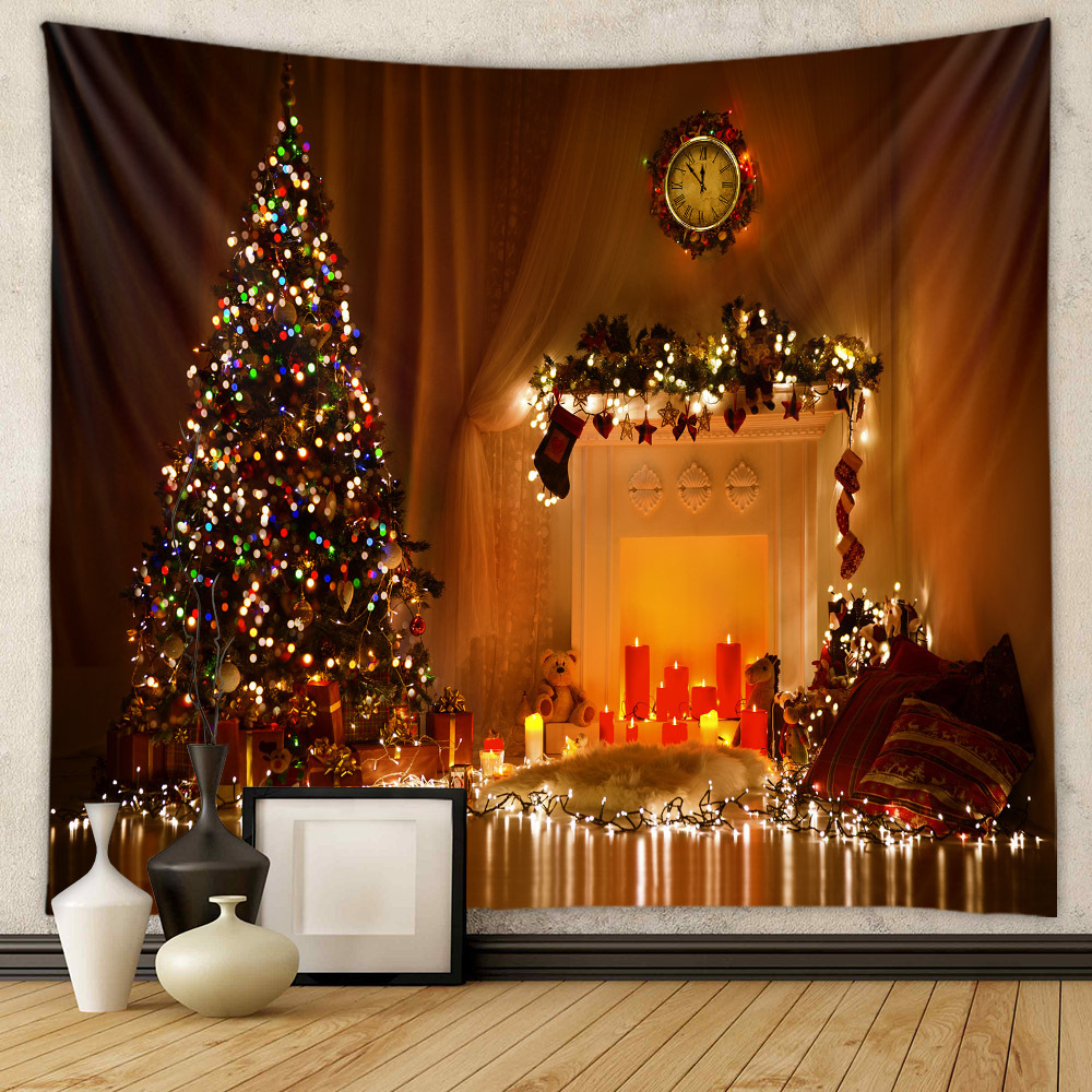 Picture of Christmas Tree Tapestry Room Decorative Wall Cloth Ins Wind Hanging Cloth Cross Border Home Bohemian Tapestry Christmas Tapestry