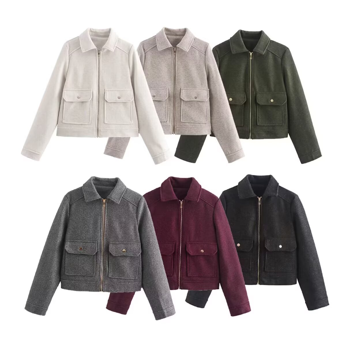Pb&Za Women's 2025 Autumn New European and American Style Casual Versatile Soft Wool Pocket Decorative Zipper Jacket