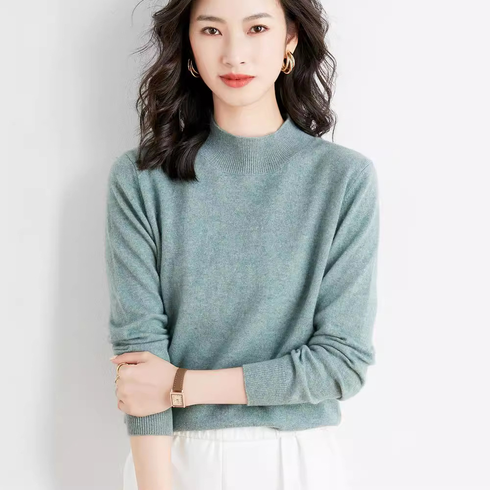 Picture of 2022 Spring and Autumn New Women's Loose Half-turtleneck Wool Knitwear Pullover Base Shirt Sweater