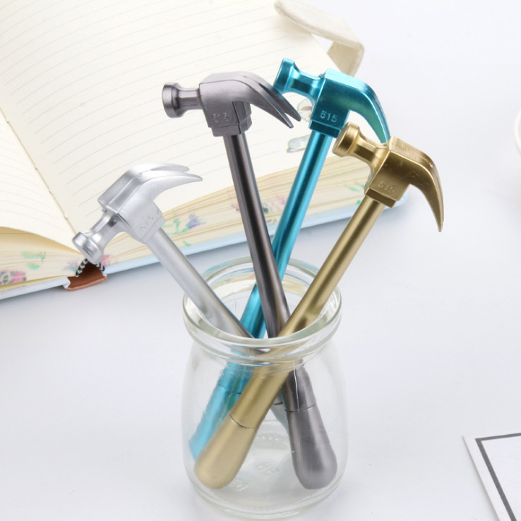 Factory direct Cartoon creative stationery imitation metallic hammer gel pen simple black water-based Pen student stationery
