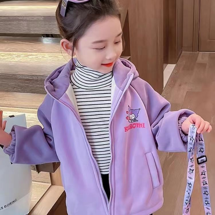 Picture of Girls' 2024 New Autumn and Winter Children's Winter fleece-lined Children's Hooded Foreign Style Thickened Warm Hoodie Coat