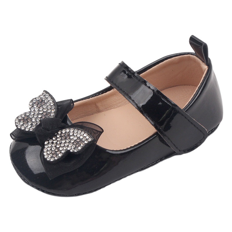 Summer and Autumn Baby Shoes PU Leather Baby Shallow Mouth Shoes Rhinestone Princess Shoes Soft Sole Toddler Shoes 0-1 Years Old BB3028