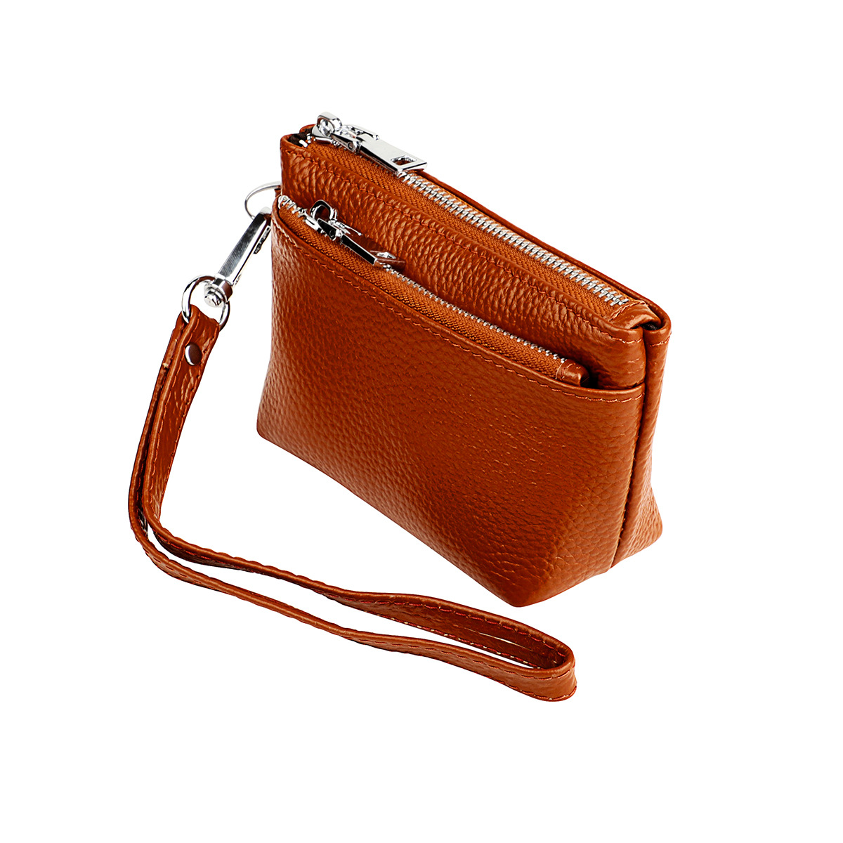 European and American Cross-border Genuine Leather Women's Coin Purse Simple Multifunctional Girl's Small Wallet with Zipper Small Bag and Red Envelope