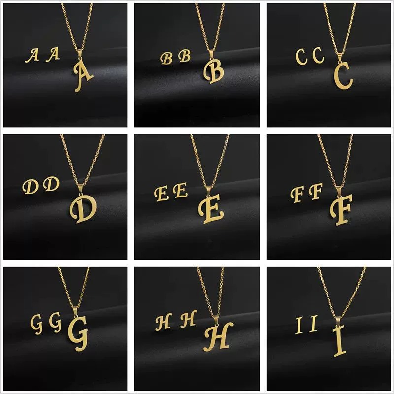 European and American Style Fashion 26 Letters Titanium Steel Necklace Versatile Clothing Accessories Stainless Steel Jewelry 18 Gold Mother-In-Law Pendant