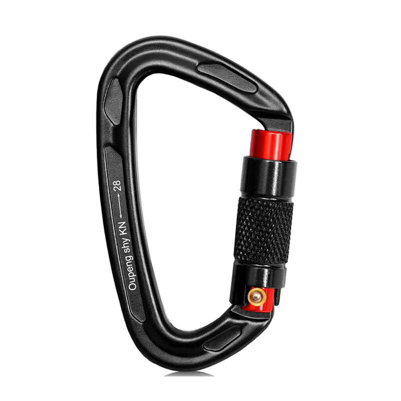 Picture of D-type automatic main lock 25KN aviation aluminum alloy D-type mountaineering buckle outdoor mountaineering automatic buckle rock climbing quick hanging hand lock