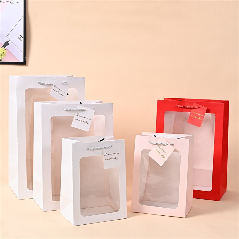 Window Bag Flower Packaging Handbag Gift Window Bag Valentine's Day Gift Bag Doll Flower Box Creative Gift Box