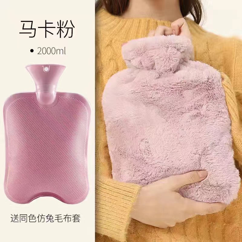 Picture of Water-Filled Hot Water Bag, Thickeneded Explosion-Proof Plush Hot Water Bag, Large Portable Hand Warmer, Water-Filled Hot Compress for Female Students