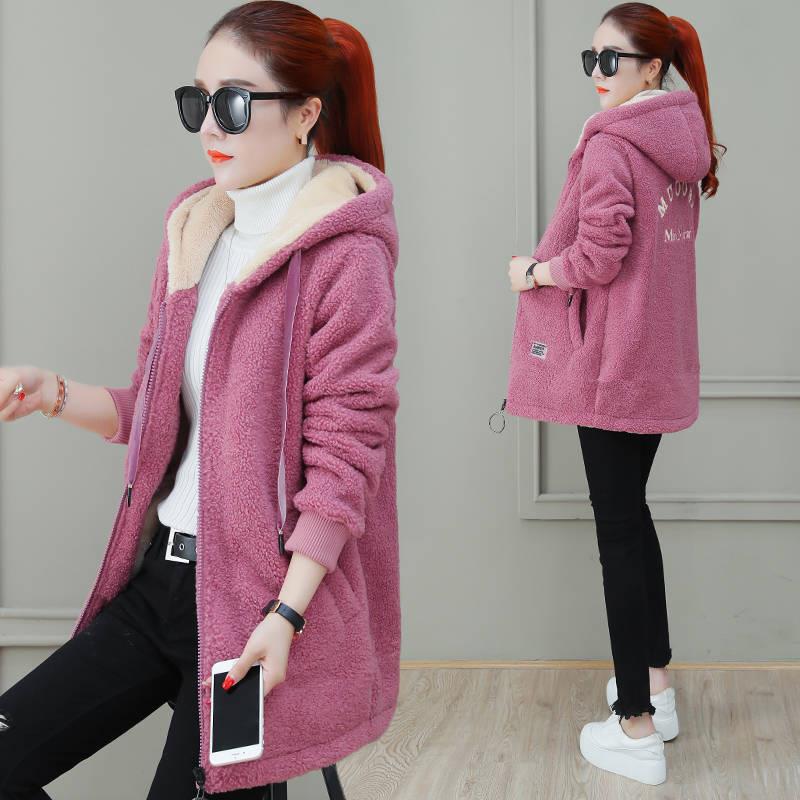 Imitation Lamb Cashmere Jacket Women's fleece-lined Thickened Mid-length 2022 Autumn and Winter New Korean Loose Cardigan Top Women
