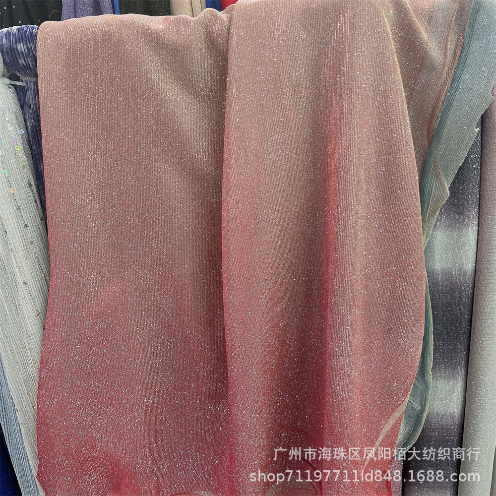 Picture of Wholesale Fabric Glitter Knitted Polyester Fabric Gradient Slide Silk Powering Dress Fabric Nightclub Prom dress