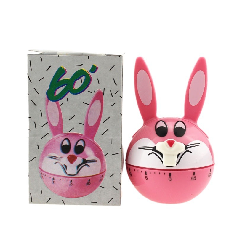 Picture of 60 minutes rabbit modeling mechanical timer on the chain students learning time management alarm clock kitchen soup