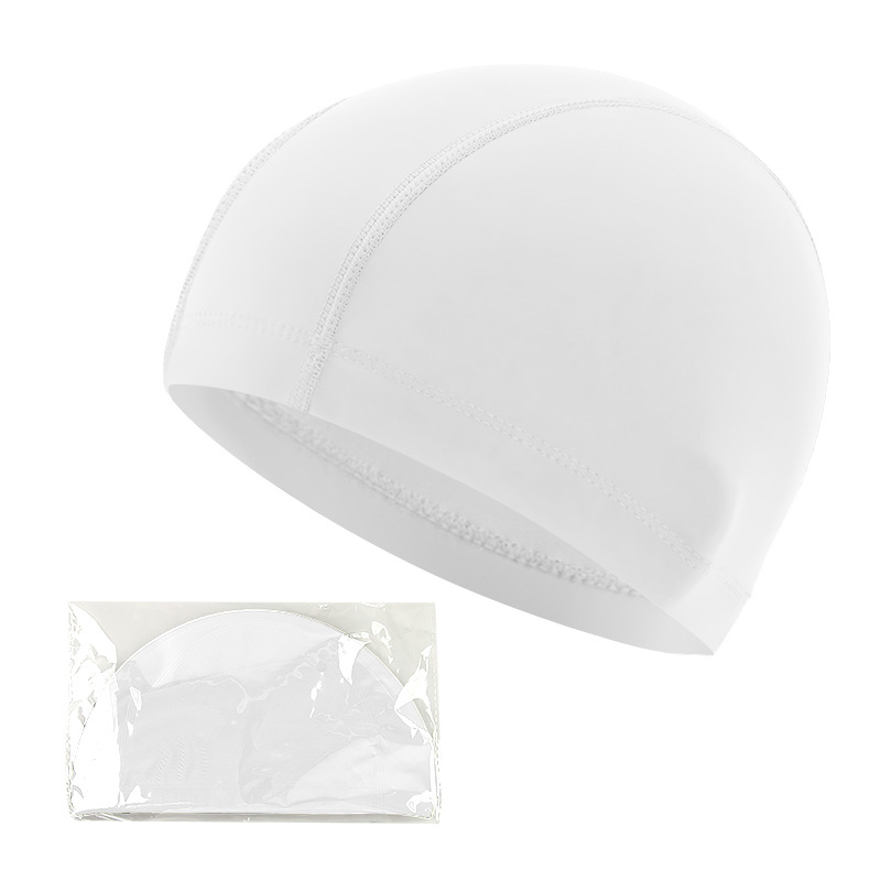 Picture of Swimming cap adult cloth cap swimming cap polyester nylon four needle six thread unisex large swimming belt paper card wholesale