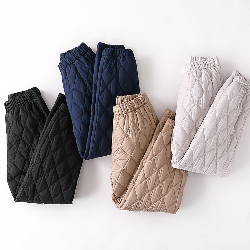 Picture of Wide-Leg Cotton Trousers for Women in Autumn and Winter, Thickeneded Middle-Aged and Elderly Warm Trousers, Slimming Look Large Size Casual Straight Outer Wear down Cotton Trousers