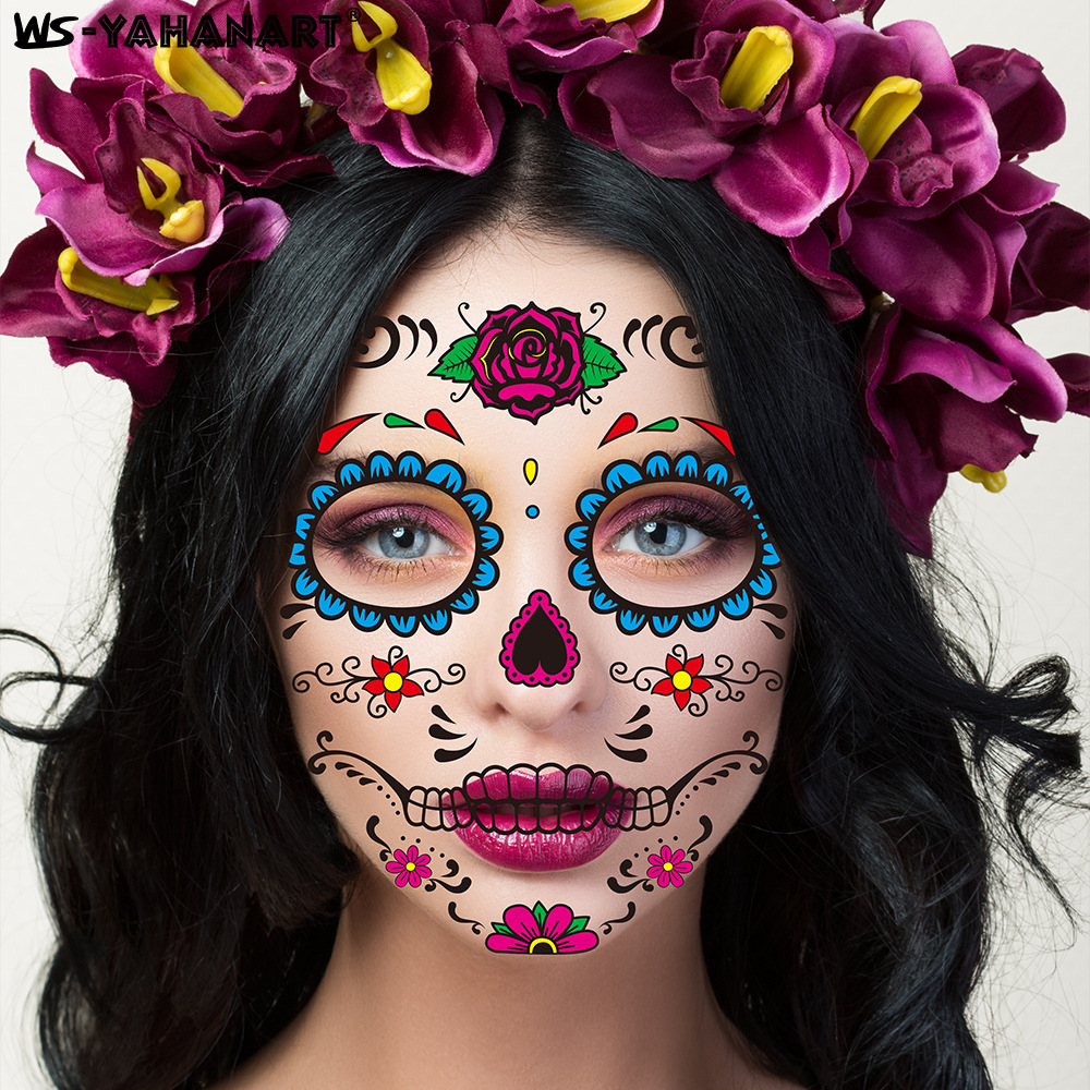 Picture of European and American cross-border hot sale Halloween funny face tattoo stickers masquerade dead dead face stickers tattoo stickers