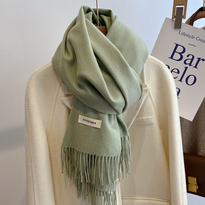 Picture of Blue Imitation Cashmere Scarf for Women 2025 New Winter K-Style Thickeneded Light Blue Scarf Versatile Dual-Use Shawl