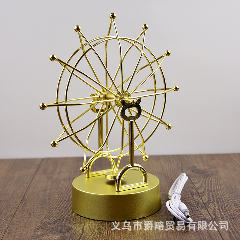 Picture of H818 Golden Ferris Wheel Permanent Motion Instrument Full Metal Frame Sky Instrument Infinite Magnetic Swing Instrument Large Dynamic Ornaments