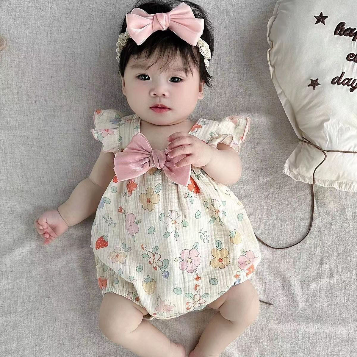 Baby's Gauze Jumpsuit Summer Baby's Camisole Bag Fat Clothes Thin Triangle Haggard Climbing Clothes Summer Clothes
