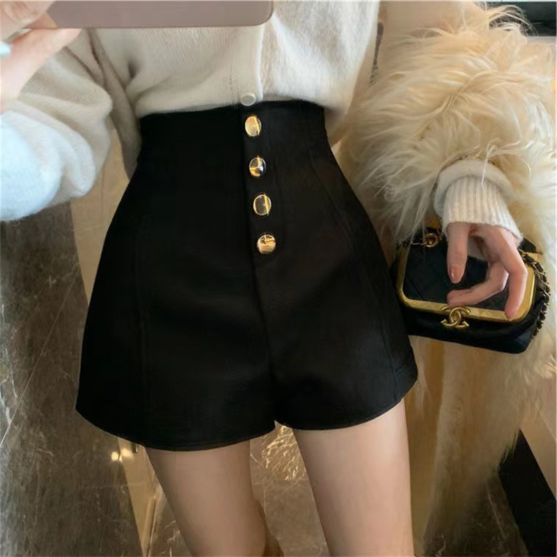 Picture of Women's Summer 20203 New Western-style Slimming Small All-match Casual Hot Pants High Waist Single-breasted Elegant