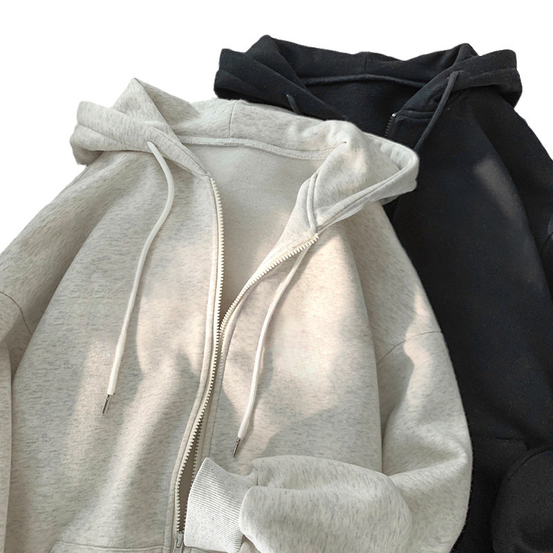 Picture of Velvet Thickeneded Flap Pocket Pants Hooded Sweatshirt for Women Autumn and Winter Cardigan Outwear Large Size Zipper Warm Top Export Women's Clothing