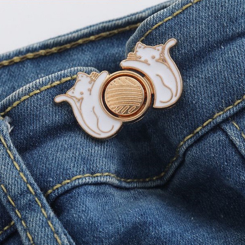 Picture of Chinese Knot Waist Buckle Pair Buckle Flat Bottom Removable Nail-free Seam-free Button Girl's Trouser Skirt Waist Size Change Artifact