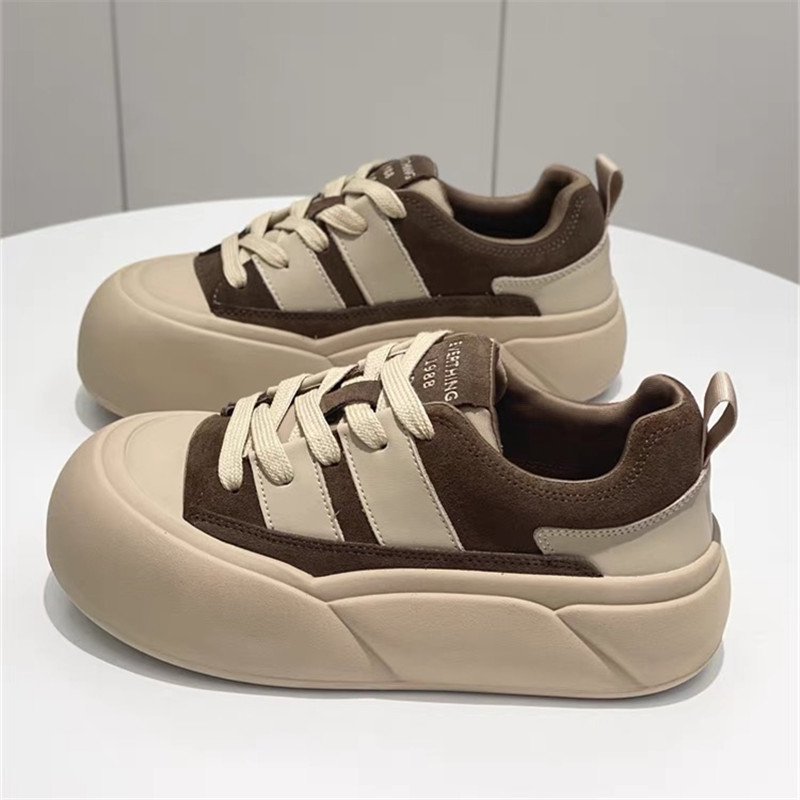 Ugly Big-Toe Shoes for Women 2025 Spring & Fall New Popular Maillard Thick-Soled Platform Bread Shoes Casual Sports Sneakers