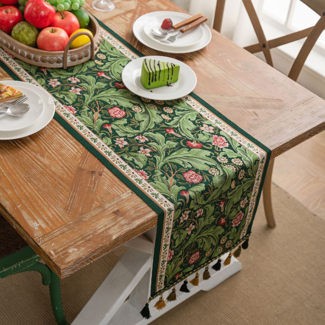 Yiji Qiyun Spring Table Flag Plant Long Table Flag Jacquard Living Room Tea Flag Tv Cabinet Dining Table Decoration Cover Cloth