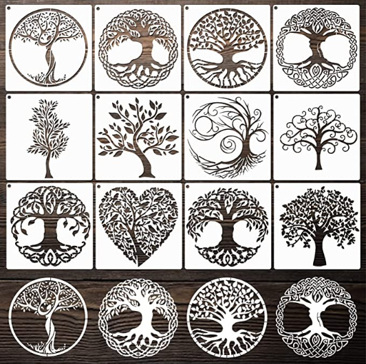 Supply pet painting template tree of life learning hand-painted board laser hollow product scratch painting template