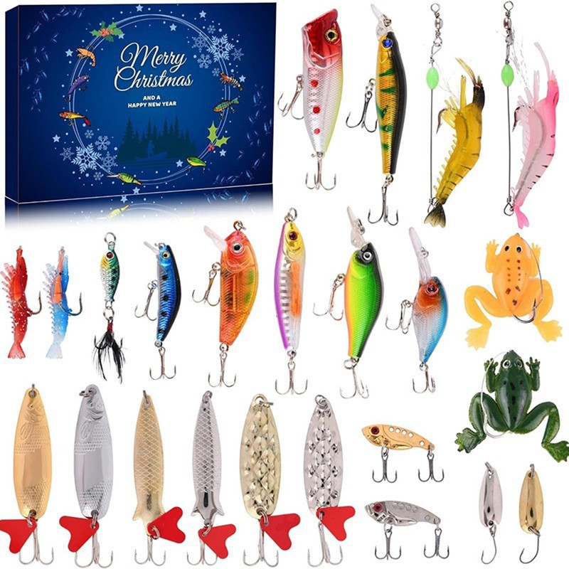 Cross-border New Fishing Set Advent Calendar Blind Box Set Creative Fishing Enthusiasts Christmas Gift Set