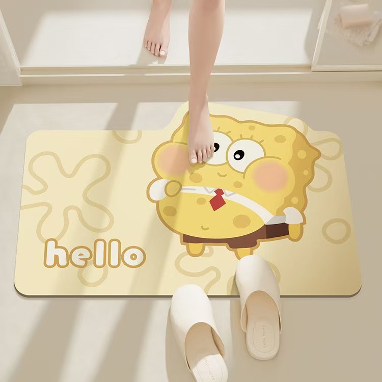 Baby Bathroom Mat Cartoon Diatom Mud Mat Toilet Water Absorbent Foot Mat Entrance Door Mat Now