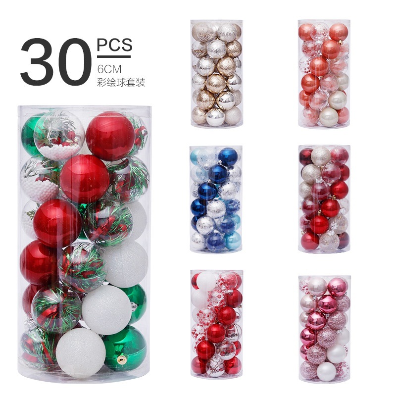 Picture of Cross Border in stock Christmas Decorations 6cm/30pcs Transparent Ball Christmas Ball suit Christmas Tree Pendant