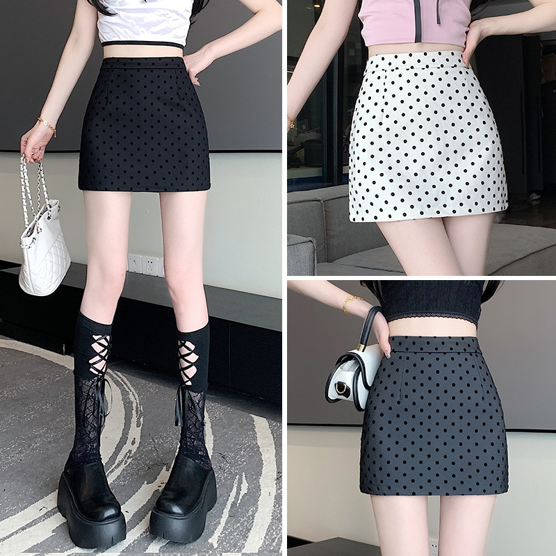 2024 Spring and Summer New High Waist Short Skirt Polka Dot Casual All-match Hip Skirt