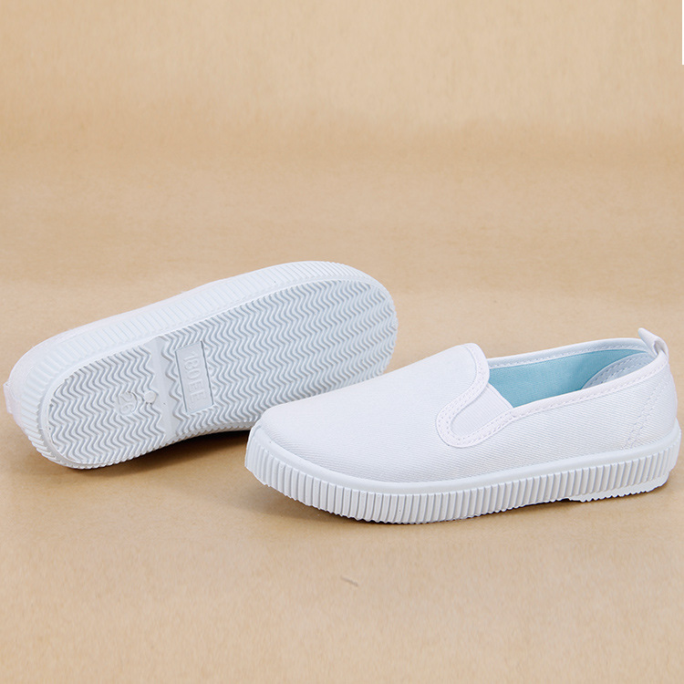 Picture of Spring New Children's Canvas Shoes White Shoes Unisex Indoor Dance Shoes Slip-on Comfortable Non-slip Soft Sole
