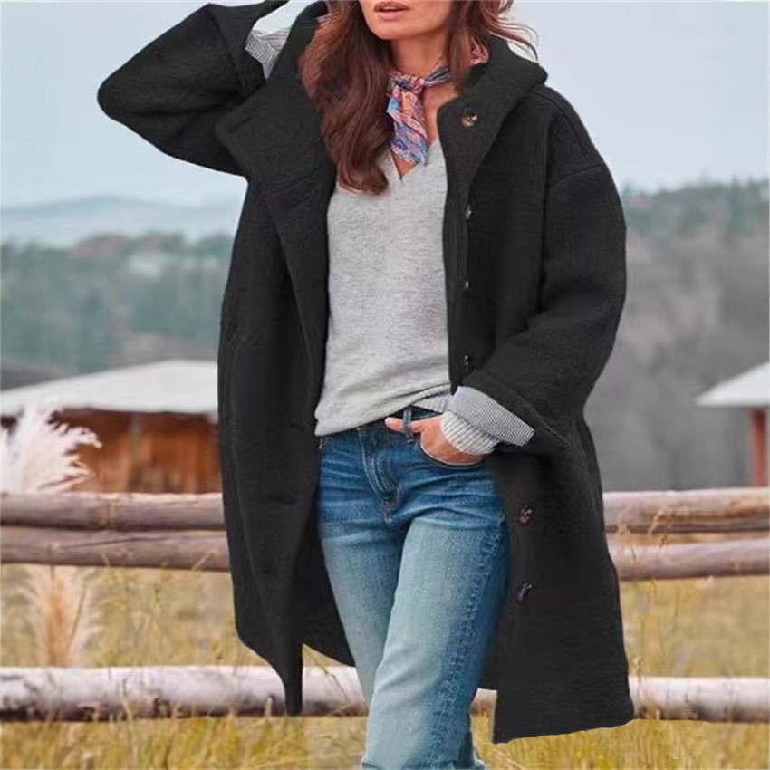 Picture of Rural Casual Hooded Trench Coat Woman Rural Literary Loose Hooded Windbreaker Women