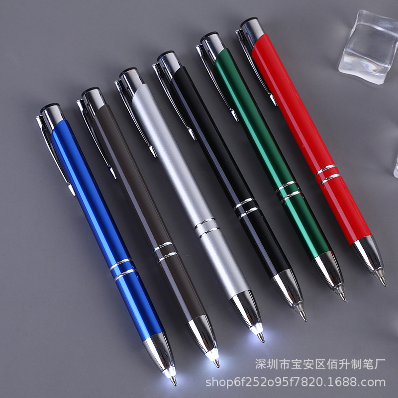 Metal lamp pen spot wholesale touch ballpoint pen LED lamp multi-function pen three-in-one printable logo lamp pen