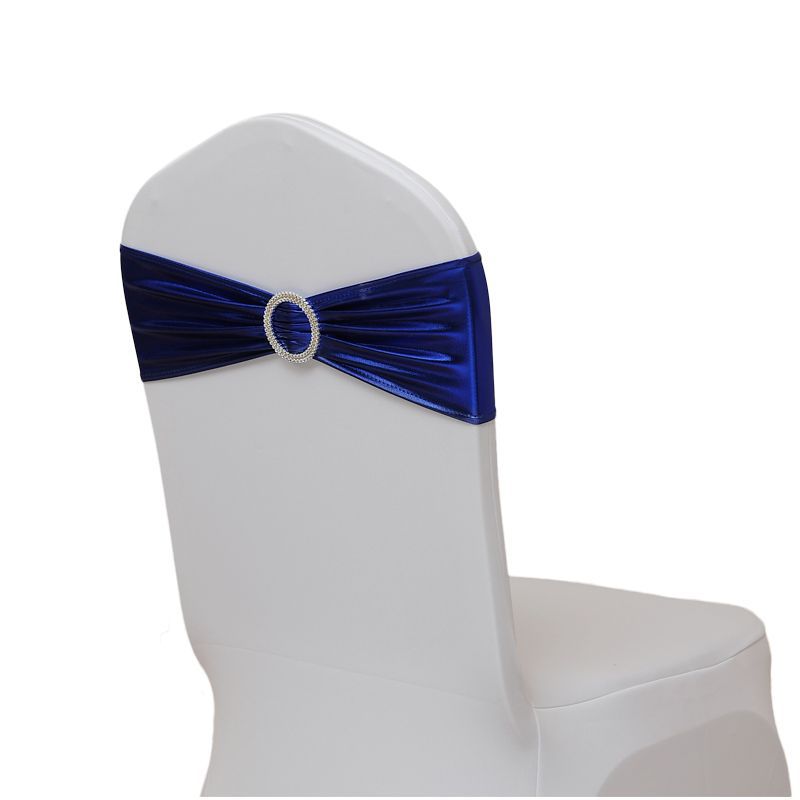 Picture of Casual Hotel Banquet Celebration Wedding Universal Elastic Chair Cover Hot Stamping Straps Decorative Bow Chair Back Flower