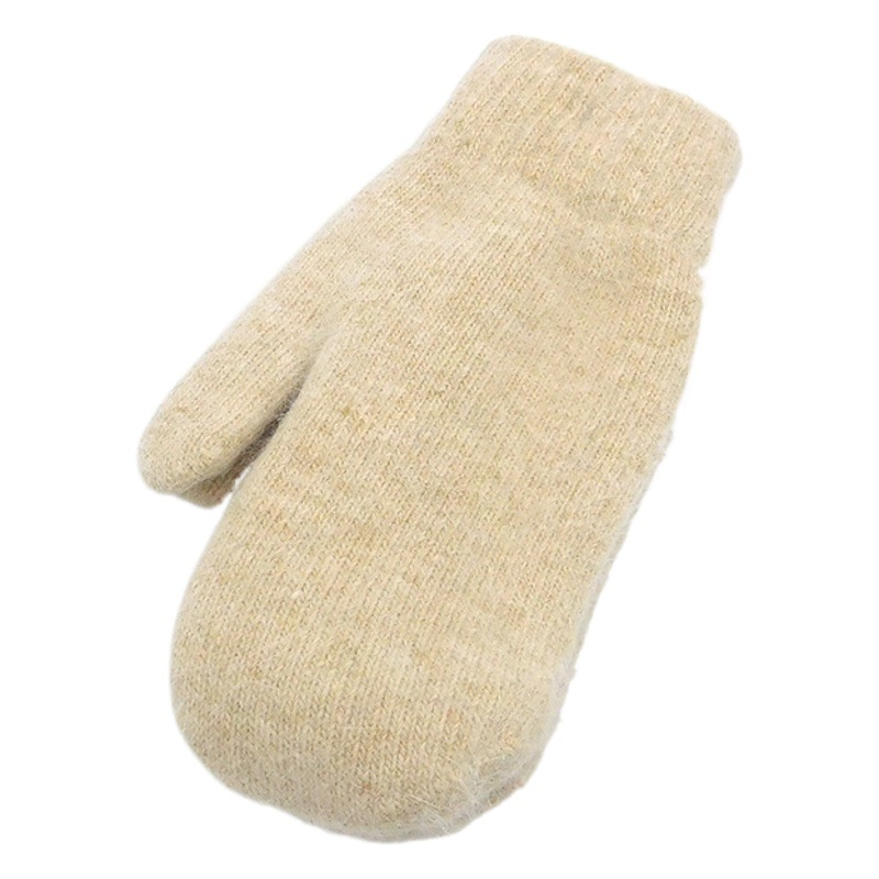 Cross-border Rabbit Fur Gloves Women's Cute Double-layer Winter Couple's Wool Full-finger Warm fleece-lined Thickened Knitted Mittens