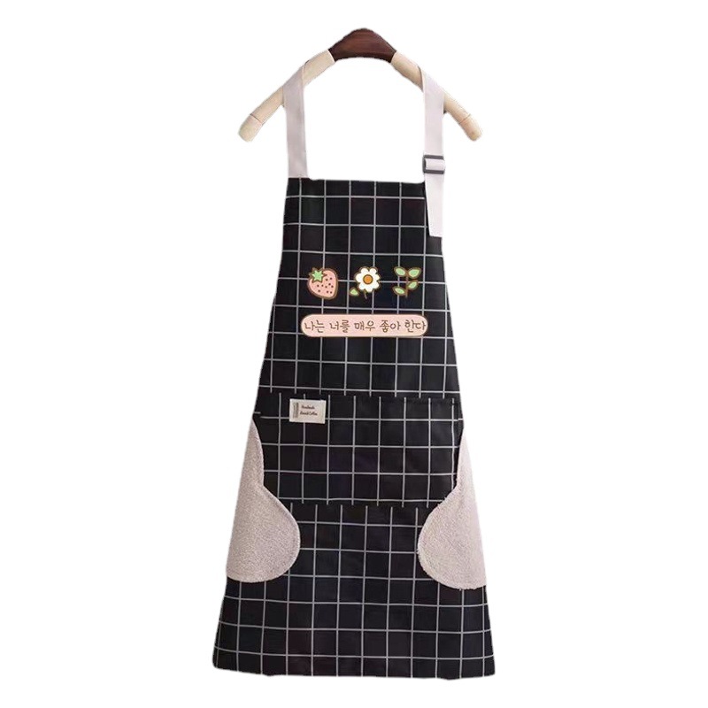 Factory wholesale fashion home apron kitchen cooking waterproof and oil-proof hand-wiping fresh Women's waist overalls men