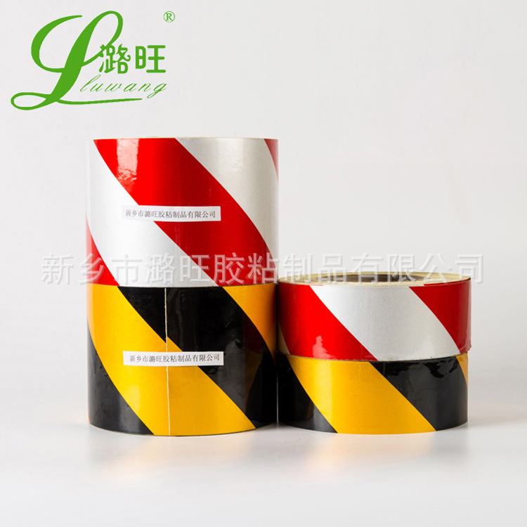 Reflective black Yellow Green red White warning tape road traffic signs warning floor stickers reflective film 5CM wide