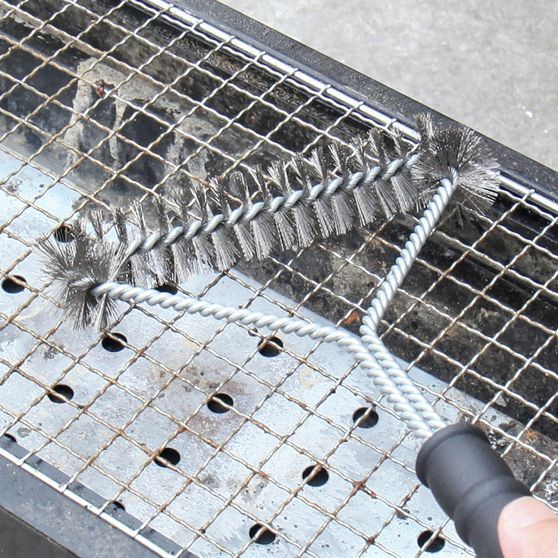 Picture of Cross-Border Stainless Steel Barbecue Cleaning Steel Brush 12inch Triangular Iron Brush Barbecue Mesh Wire Brush Grill Brush Tool