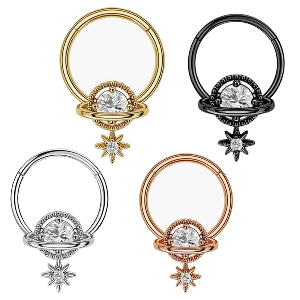 European and American closed ring star ball pendant nose ring nose clip personality ear bone nail nose nail jewelry Septum piercing