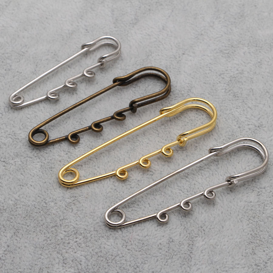 Turn three turns 567cm nickel white K Ancient Bronze imitation gold safety Guangzhou big pin brooch wire jewelry accessories