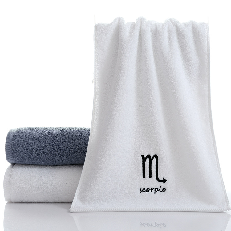 Picture of Pure Cotton Towel Creative Constellation Towel Couple Gift Thickeneded Sports Face Towel Pure Cotton Towel Embroidered Logo Soft