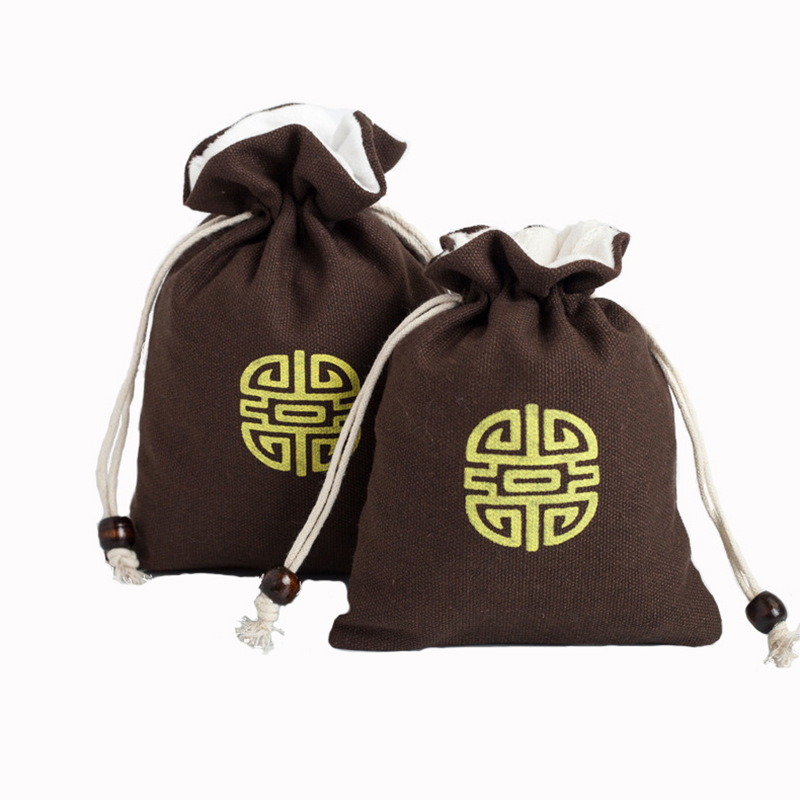 Spot Cotton Bundle Pocket Canvas Drawstring Packaging Bag Custom Printed logo Printing Advertising Play Buddha Beads Storage Bag
