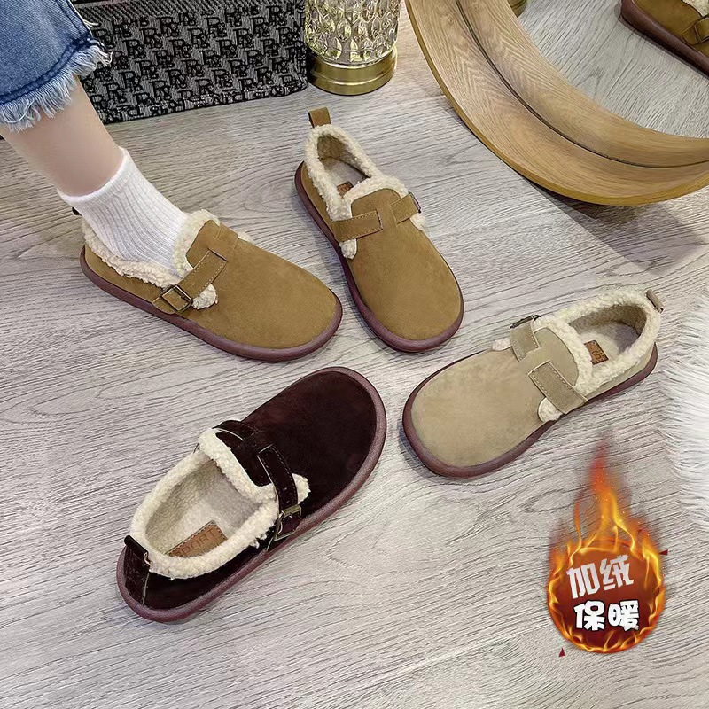 Picture of Women's Winter Trendy Versatile Birkenstock-Style Slip-On Soft-Soled Slippers Non-Slip Loafers Wholesale