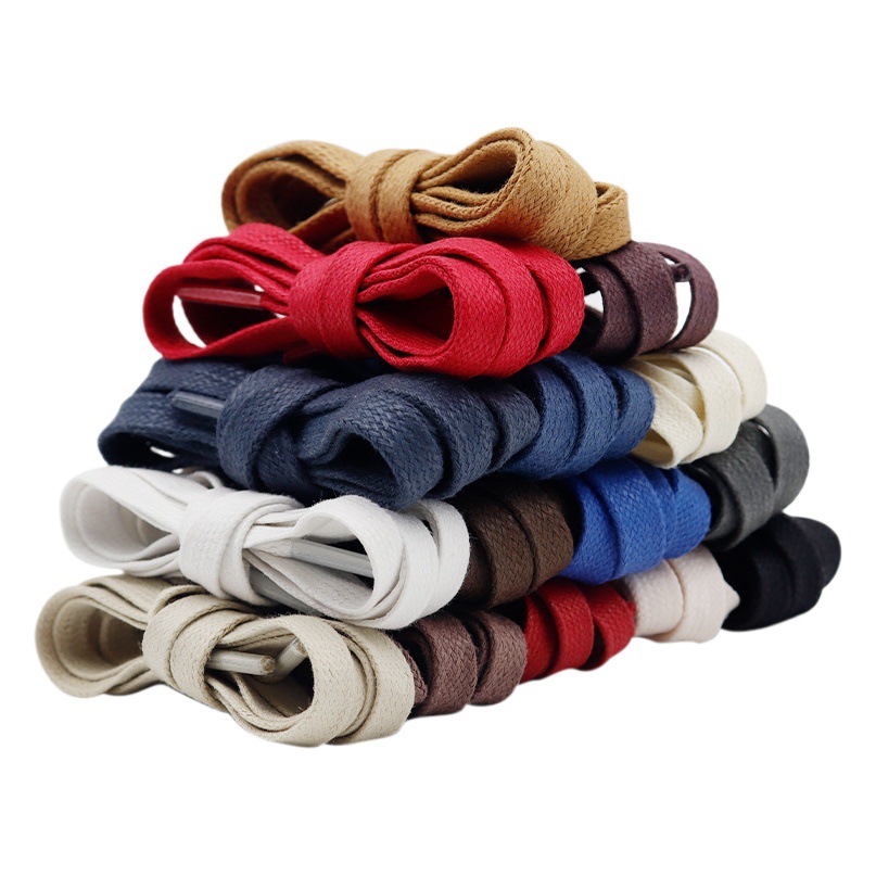 Kulokin Flat Cotton Waxed Shoelaces 0.8cm Wide Fit White Shoes Canvas Shoes Casual sneaker Wax Belt